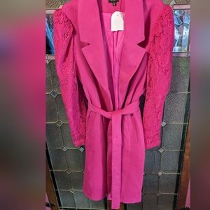 Hot Pink Lace Sleeve Coat